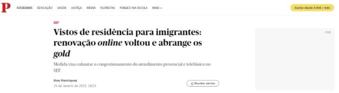 葡萄牙在线续签居留许可开通！
